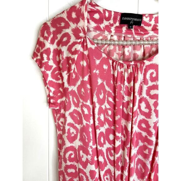 Emporio Armani Pink Animal Print Cap Sleeve Open Back Knee Length Silk Dress 4/6 - Picture 4 of 9